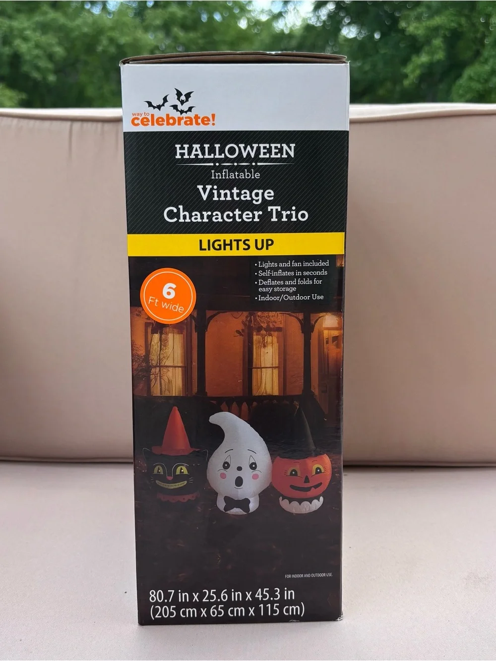 Way To Celebrate 6ft wide Light Up Halloween Inflatable Vintage Character Trio